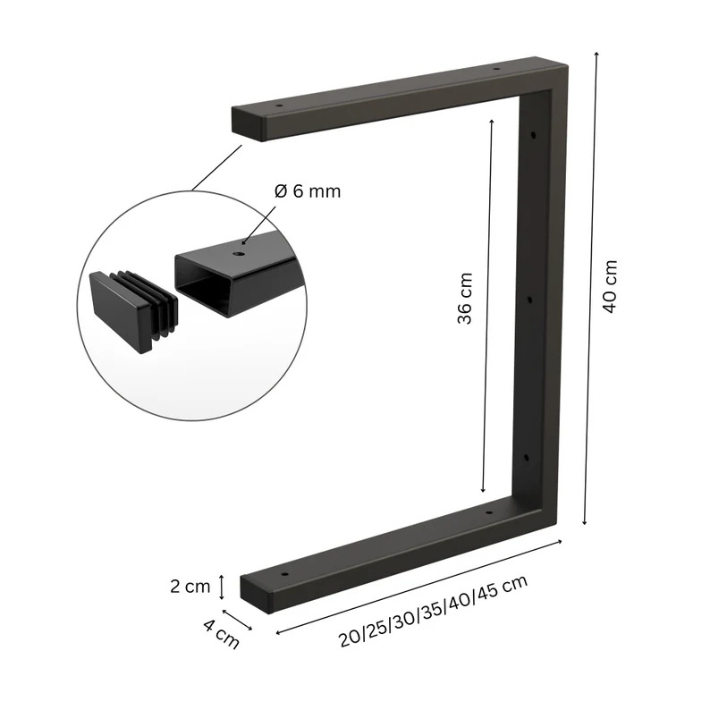 Podwójny Wspornik Półki Umywalki 40 cm do Kuchni Salonu Loft Wieszak - obrazek 4