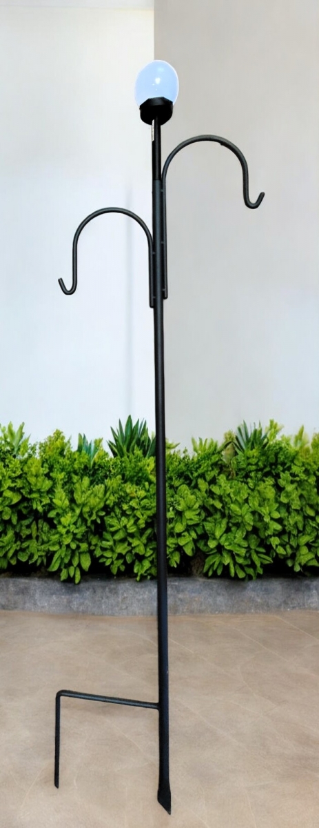 Stojak z lampą solarną podwójny 170 cm wieszak wbijany do latarni na kwiaty balonów donic - obrazek 3