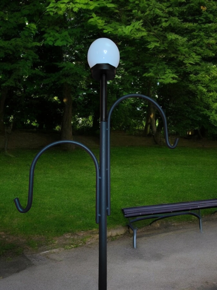 Stojak z lampą solarną podwójny 170 cm wieszak wbijany do latarni na kwiaty balonów donic - obrazek 5