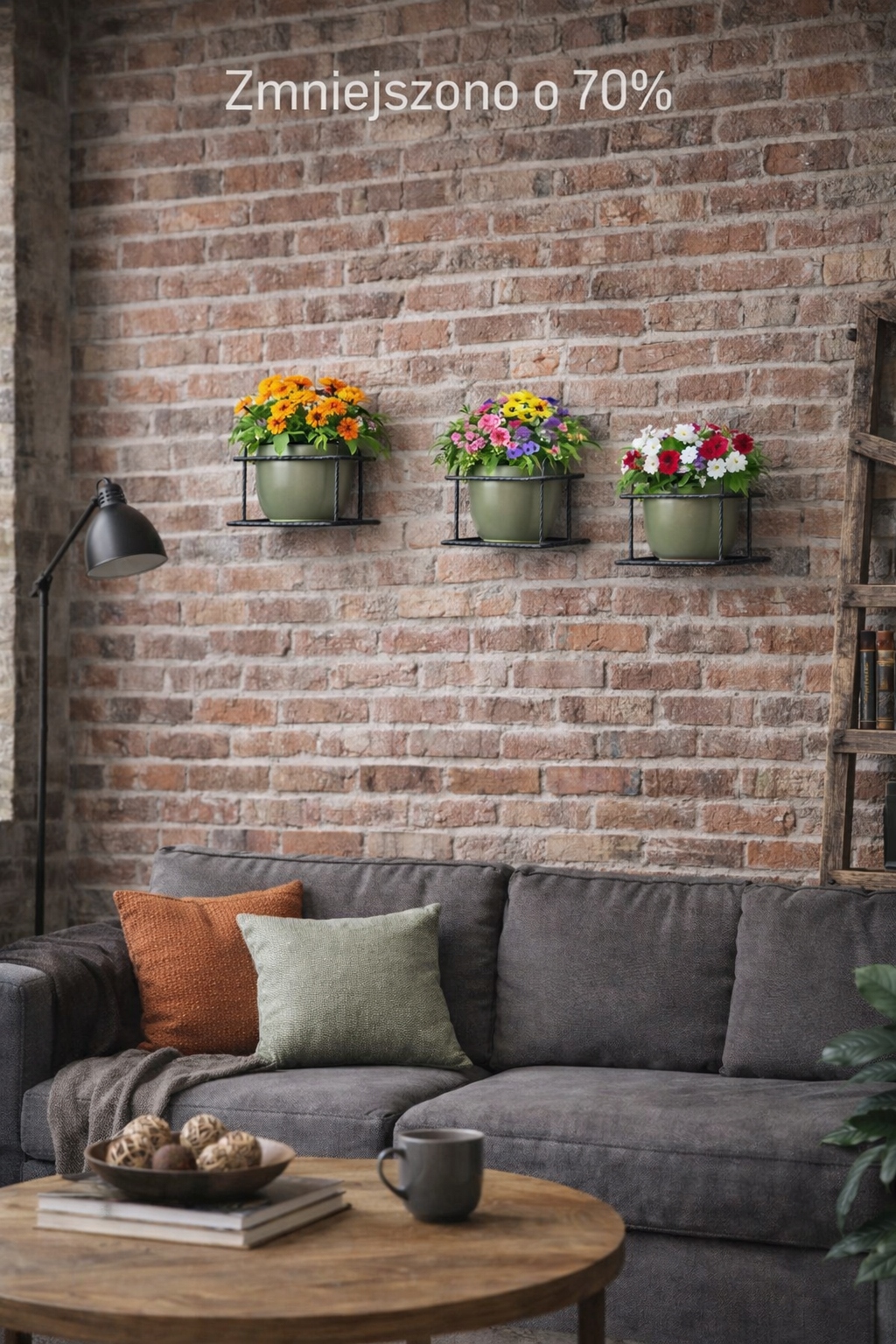 Kwietnik Ścienny Metalowy Czarny Loft Wieszak na Doniczkę 15 cm - obrazek 4