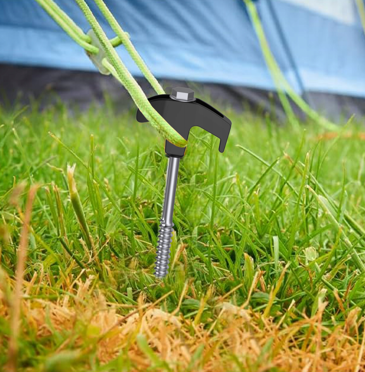 1x Kotwa szpilka śledź wkręcana fi 8 x 300 mm– trampoliny, namiotu - obrazek 4