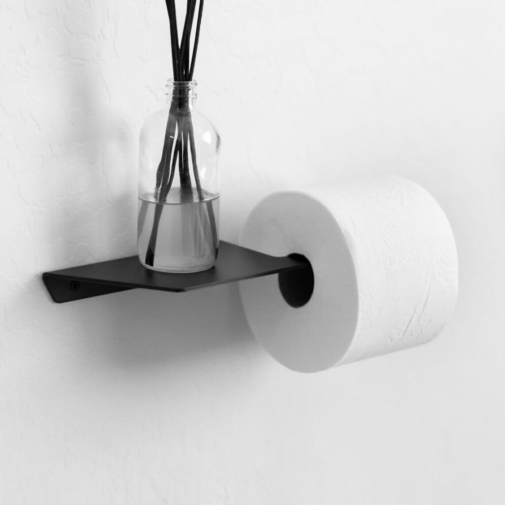 Wieszak na papier toaletowy z półką metalowy w stylu loft MetalFab
